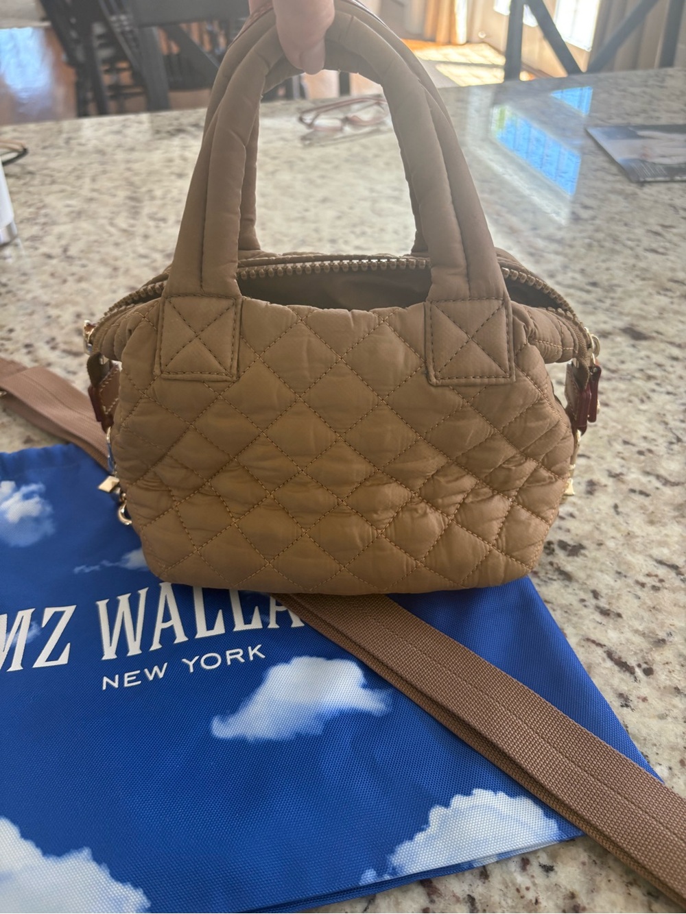MZ Wallace Micro Sutton Quilted Crossbody Bag Caramel - Picture 15 of 16
